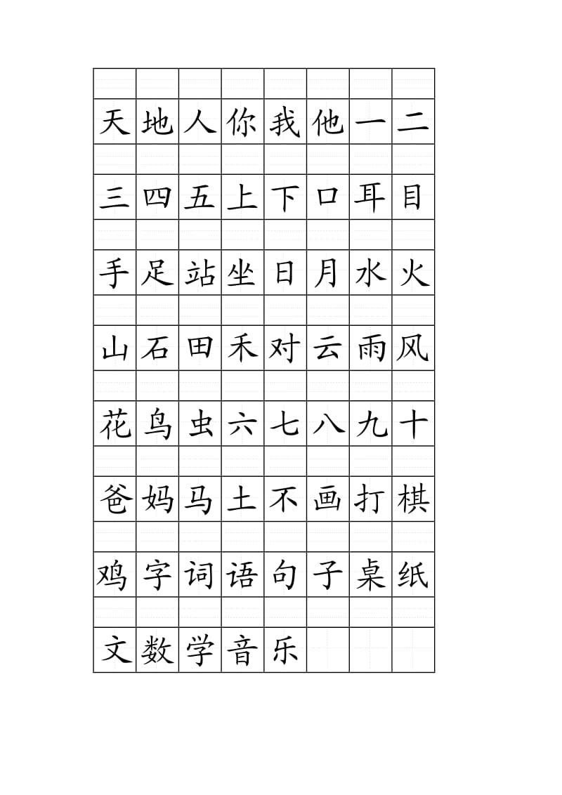 2017人教版一年级上册生字表总结_第1页