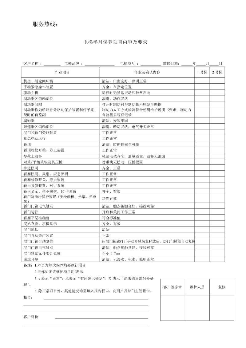 2018版电梯维保记录样板_第2页