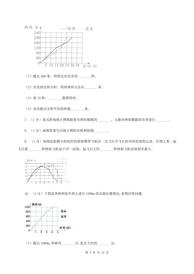 2019-2020学年苏教版数学五年级下册2.2复式折线统计图的认识和应用B卷_第3页
