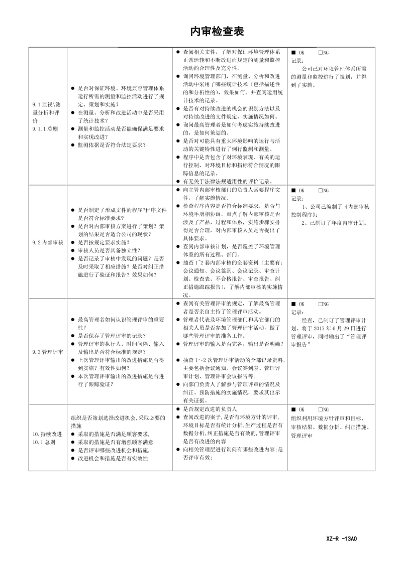 ISO14001：2015内审检查表(管理层)_第3页