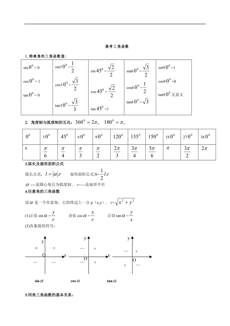 3高中数学三角函数知识点总结_第1页