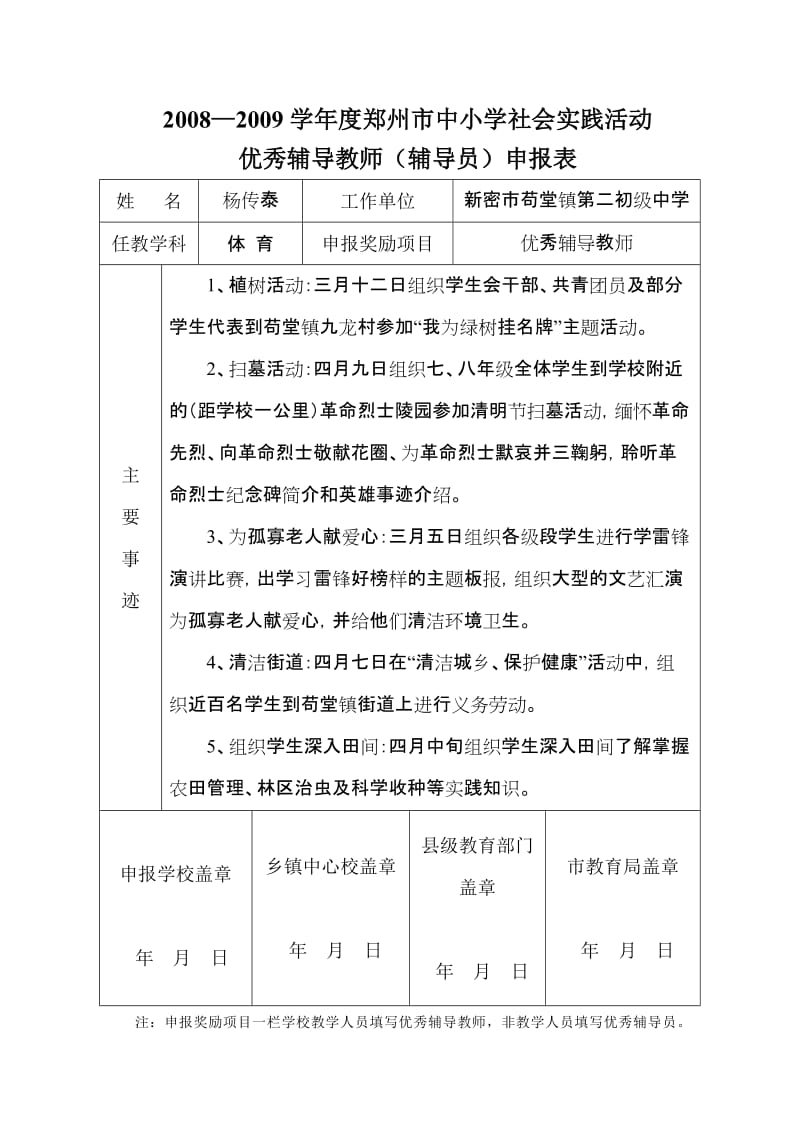 08-09学年度郑州市中小学社会实践先进单位申报表_第2页