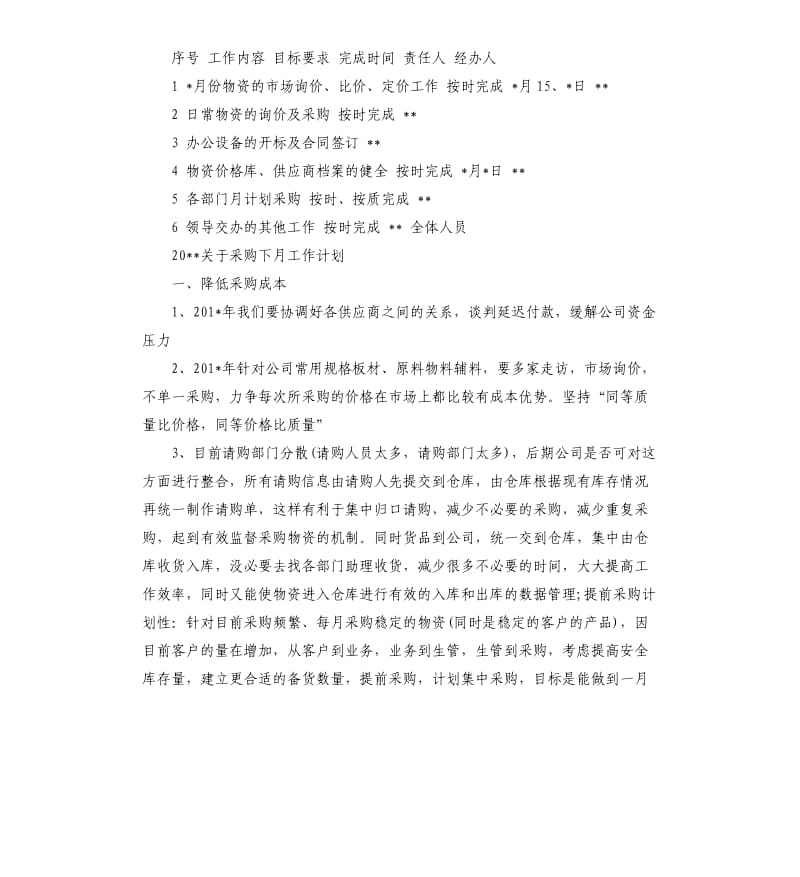 2020关于采购下月工作计划.docx_第2页