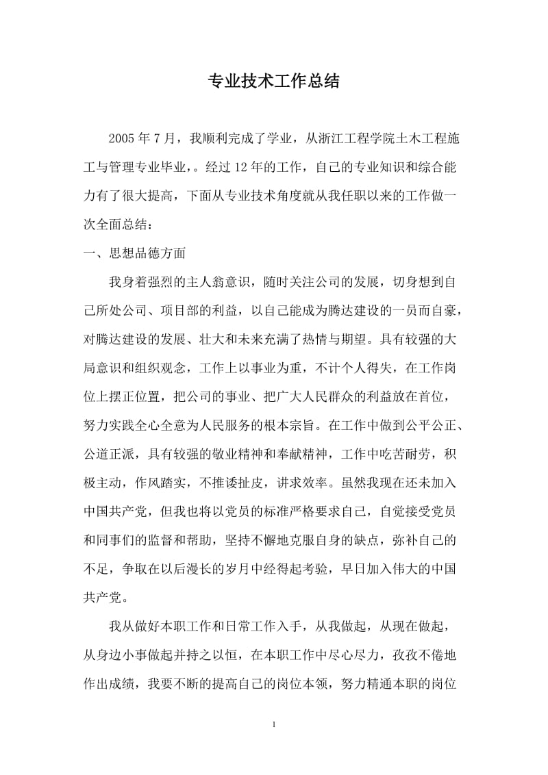 工程师评审专业技术工作总结_第1页