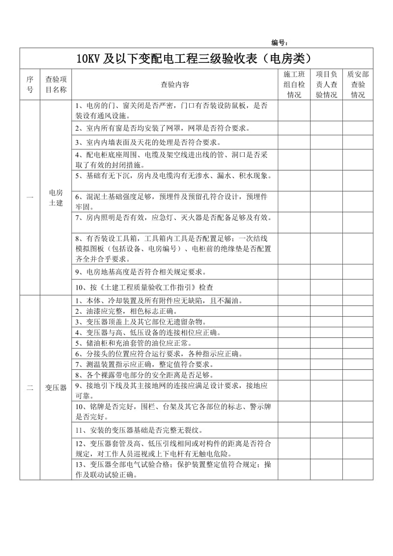 电房类验收表格_第1页