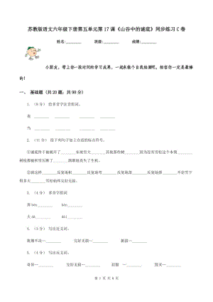 蘇教版語(yǔ)文六年級(jí)下冊(cè)第五單元第17課《山谷中的謎底》同步練習(xí)C卷