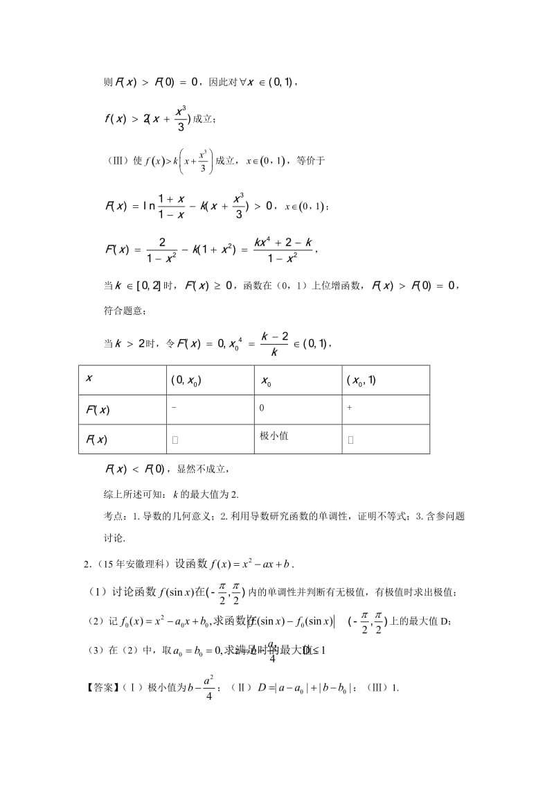 导数综合应用(含答案)_第2页