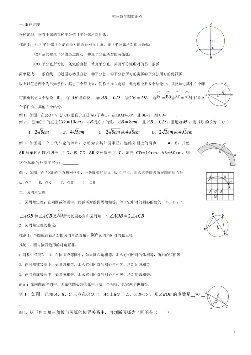 初三圆知识点复习总结_第1页