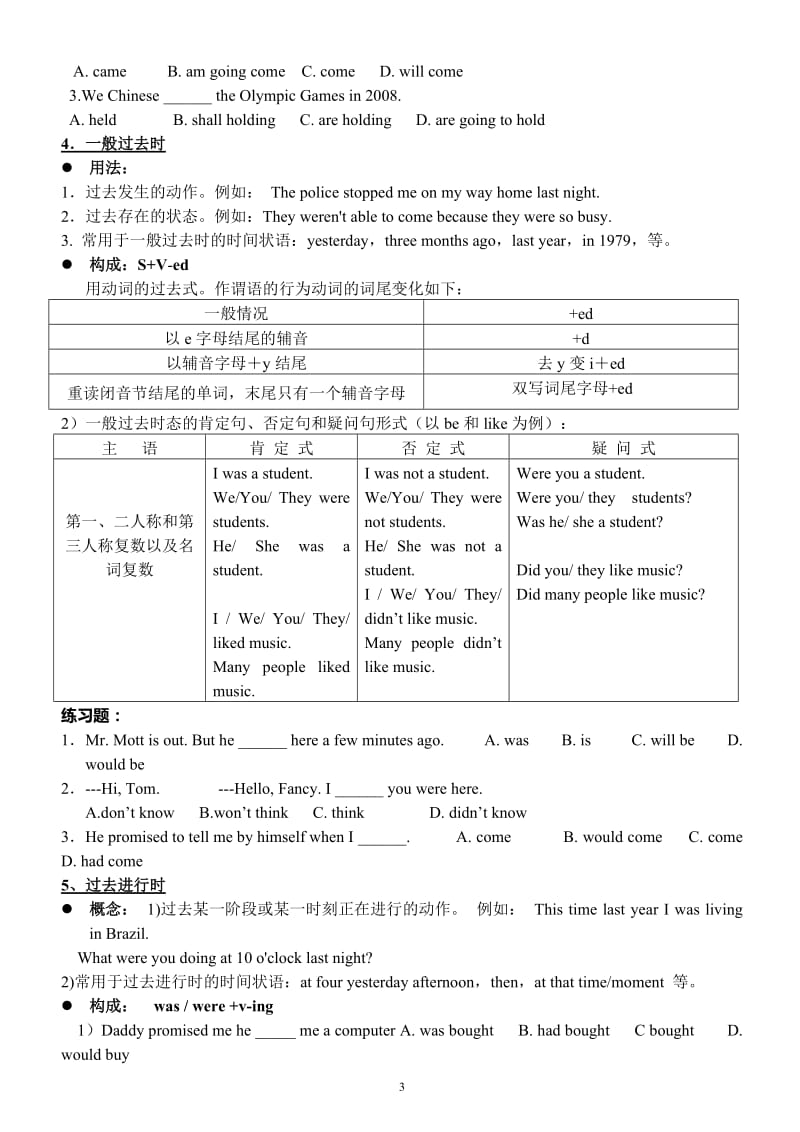 初中英语时态总结(较简单)_第3页