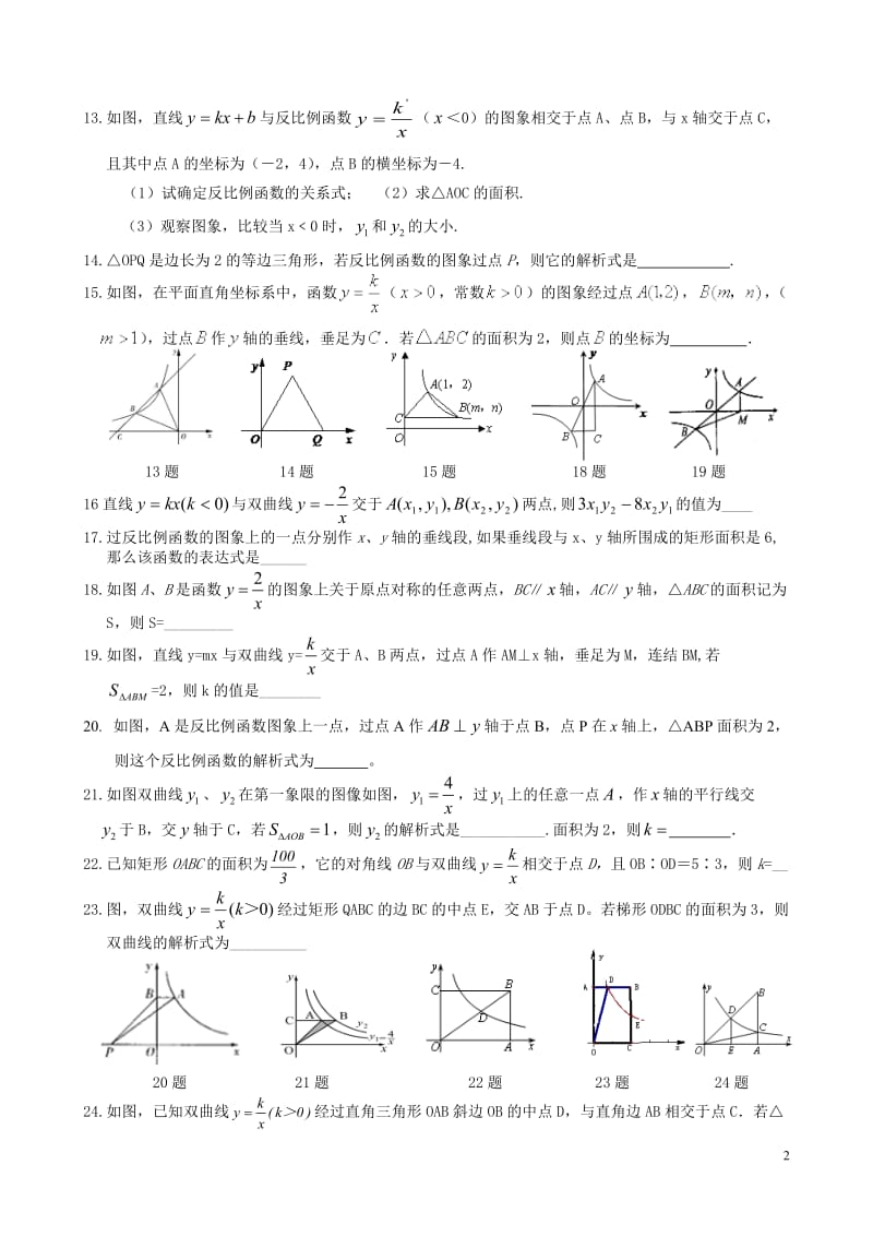 反比例函数专项提高经典练习题_第2页