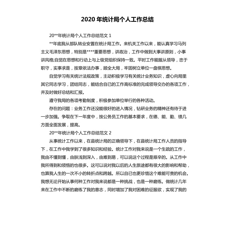 2020年统计局个人工作总结.docx_第1页