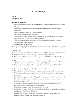 大學(xué)英語(yǔ)聽(tīng)說(shuō)教程3-Unit-4-Marriage
