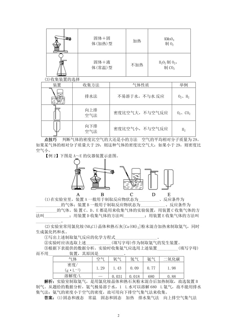 新人教版九年级化学上册例题精讲：第6单元 课题2二氧化碳制取的研究_第2页