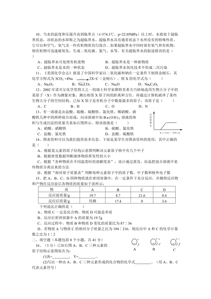 2006年全国初中学生化学素质和实验能力竞赛（第十六届天原杯）复赛试题_第2页