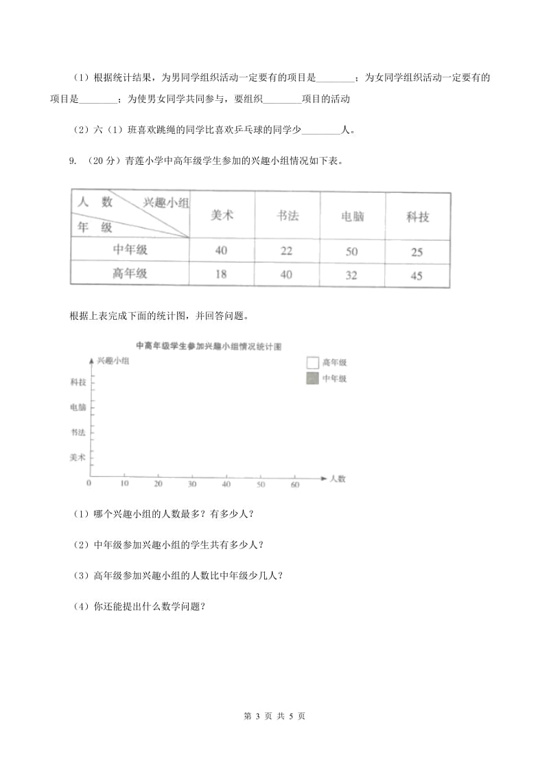 苏教版小学数学五年级下册2.1折线统计图 同步练习 D卷_第3页