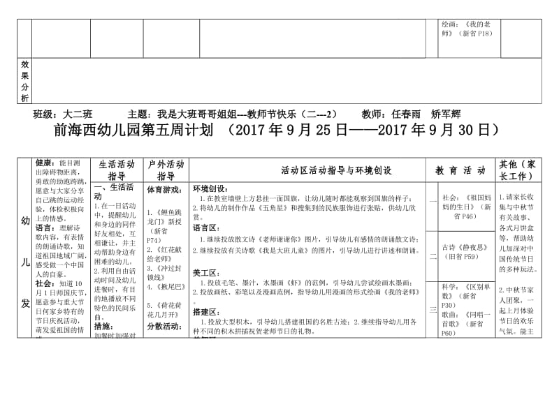 大班上学期周计划_第3页