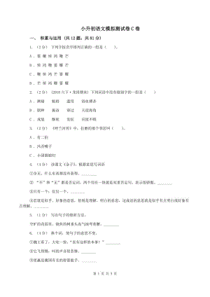 小升初語(yǔ)文模擬測(cè)試卷C卷