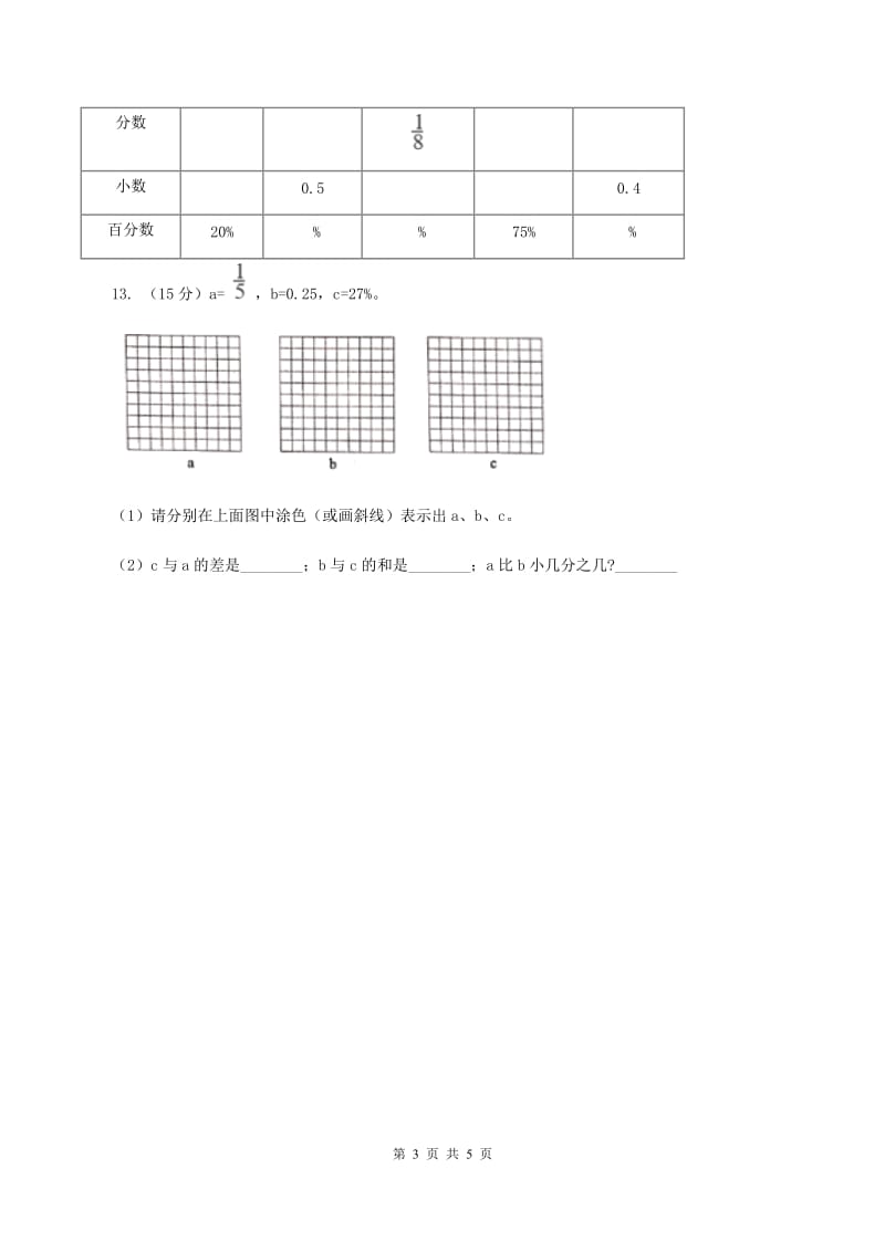 人教版数学2019-2020学年六年级上册6.1百分数的认识D卷_第3页