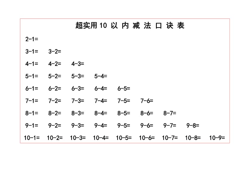 超实用20以内的加减法口诀表(无得数)_第2页