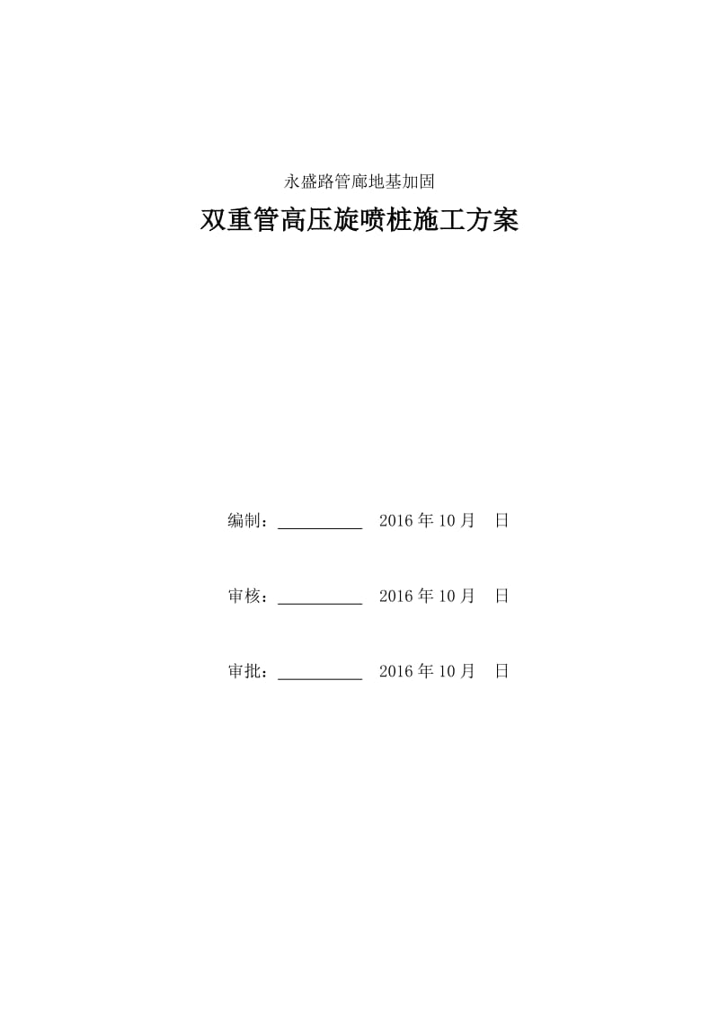 地基加固双重管高压旋喷桩专项施工方案_第1页