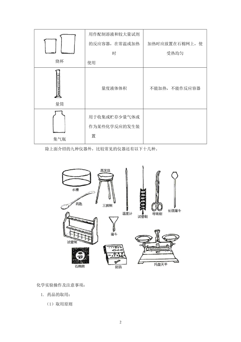 2012年中考化学复习实验专题突破——化学实验仪器与基本操作_第2页