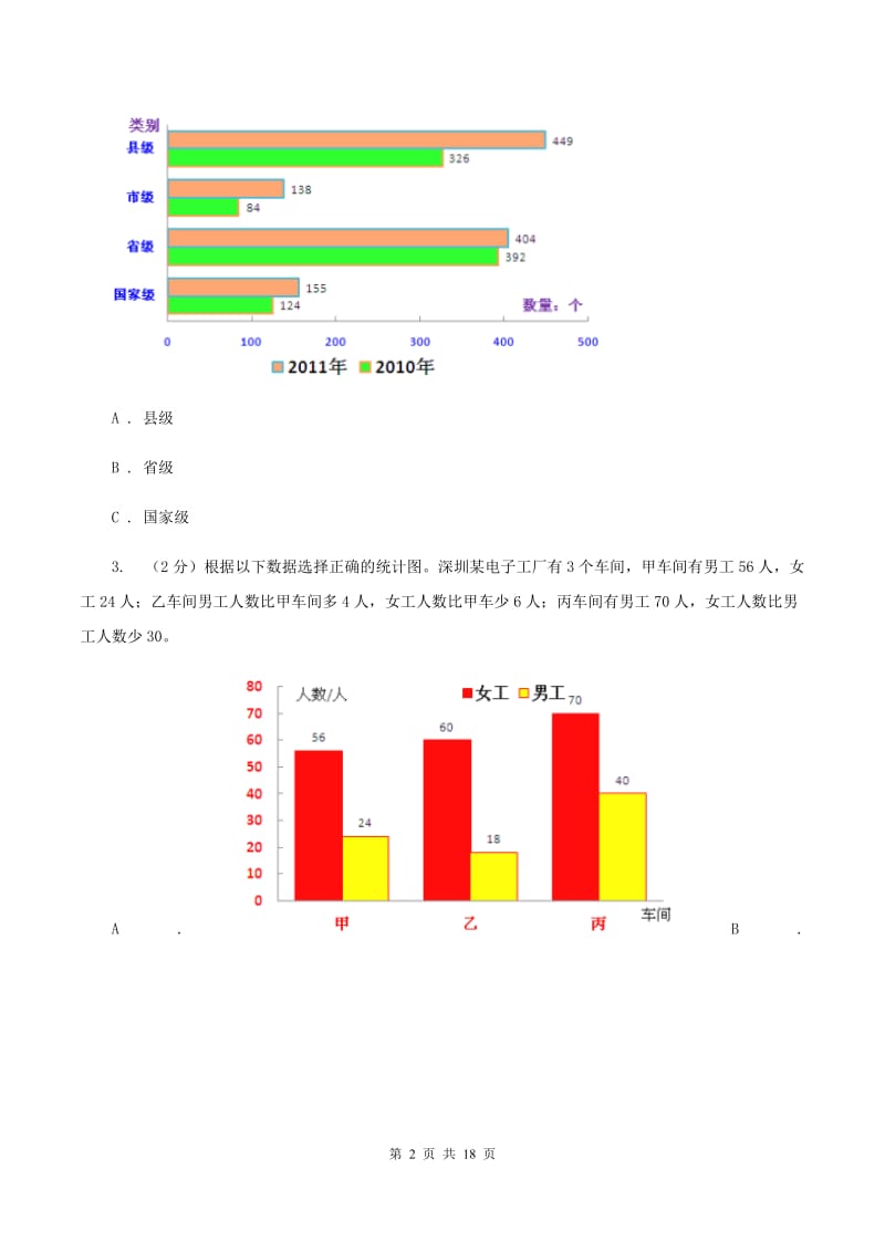 新人教版数学四年级下册8.2复式条形统计图课时练习D卷_第2页