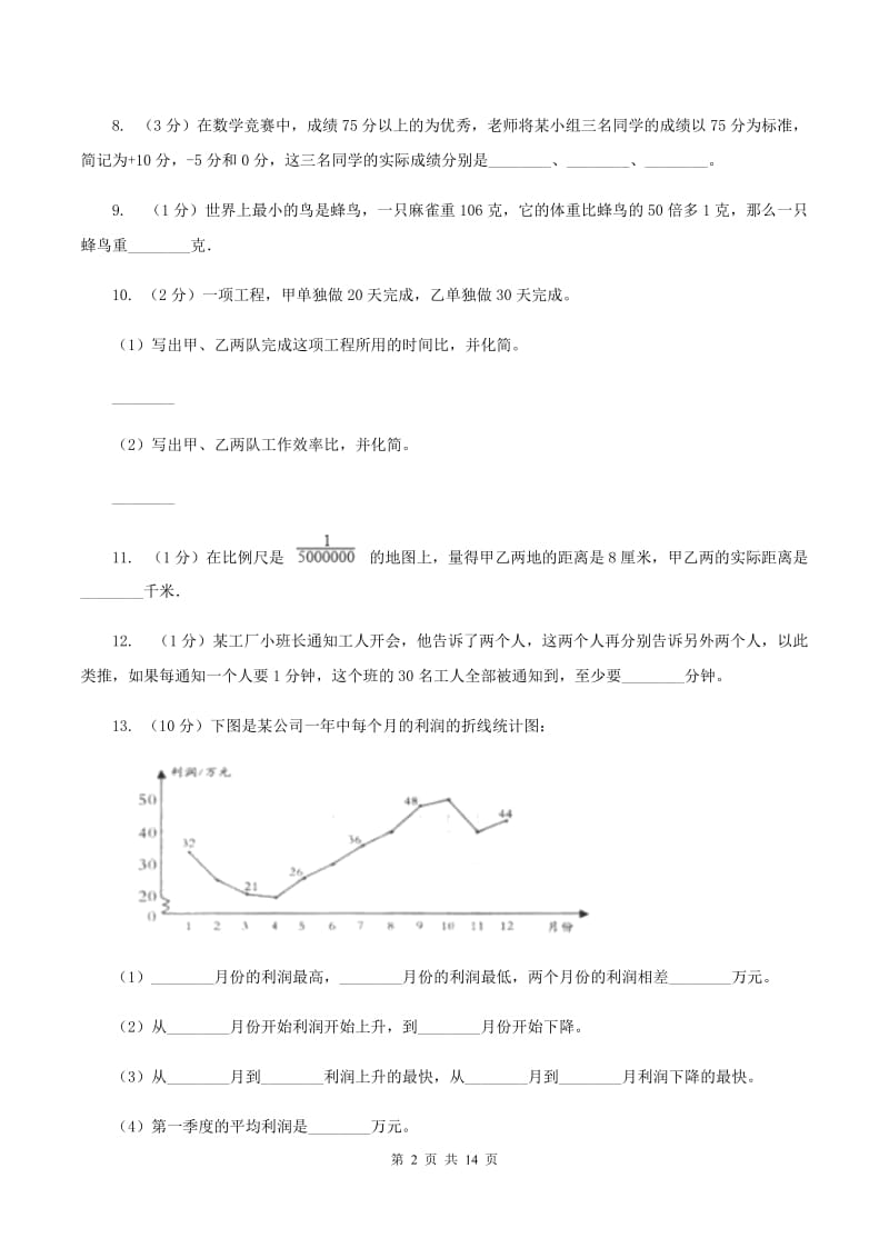 苏教版小学2020年毕业数学试卷D卷_第2页