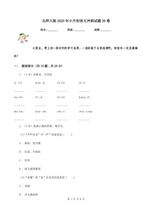 北師大版2020年小升初語文沖刺試題3D卷