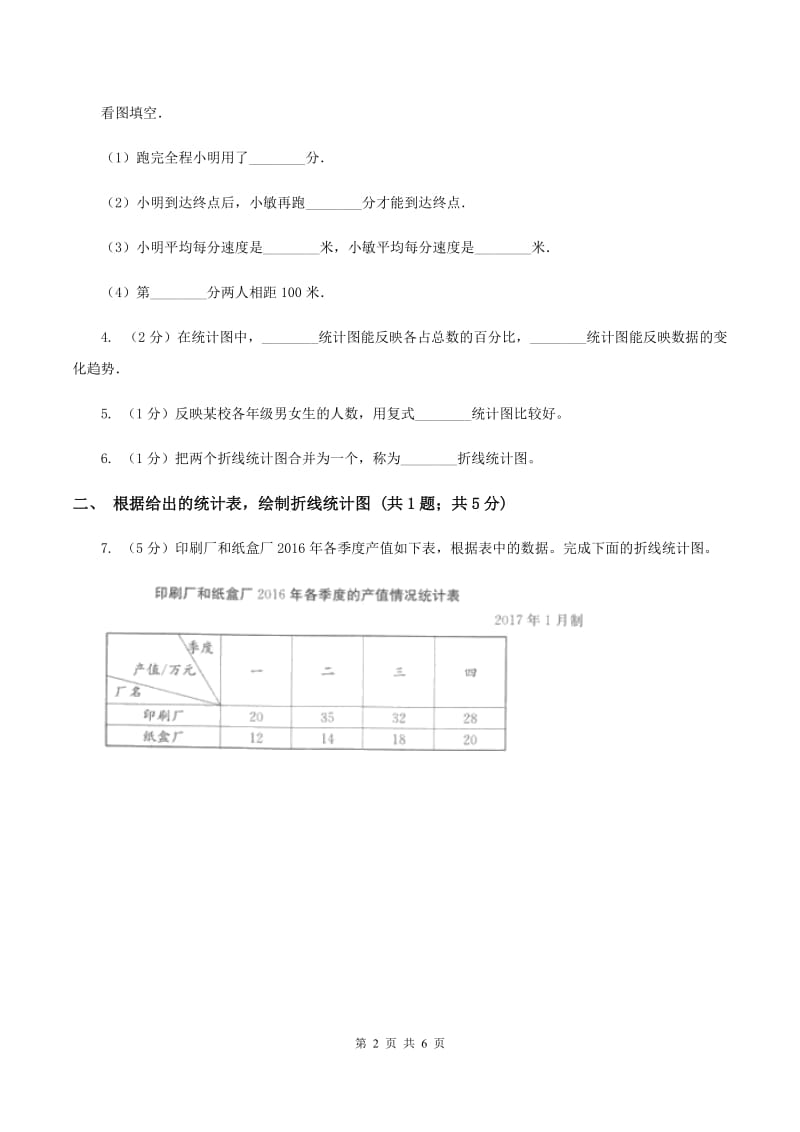 苏教版小学数学五年级下册2.1折线统计图 同步练习 B卷_第2页