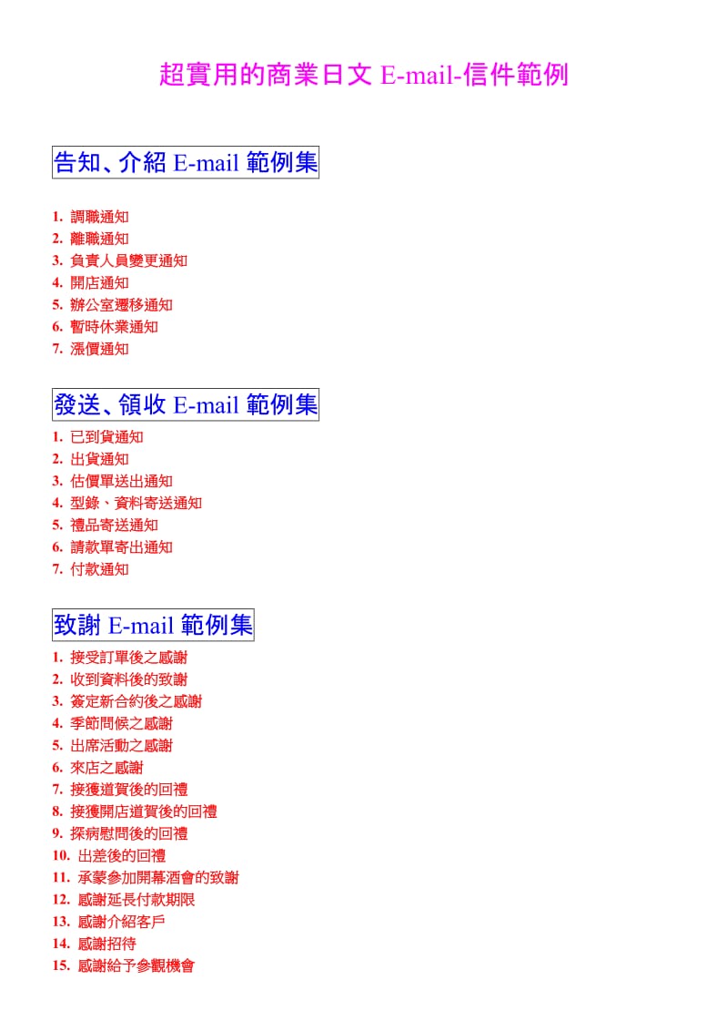 超实用的商业日文e-mail范例_第1页