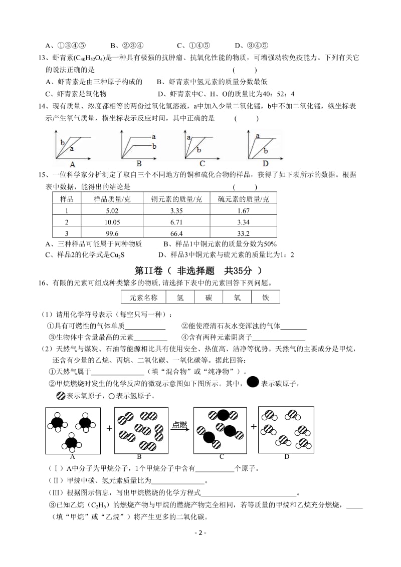 江苏省无锡市惠山六校联考2014届九年级上学期期中考试化学试题_第2页