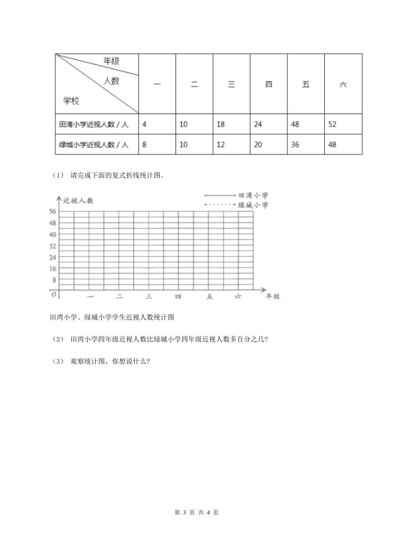 北师大版数学六年级上册 第五单元第四课时身高的变化 同步测试B卷_第3页