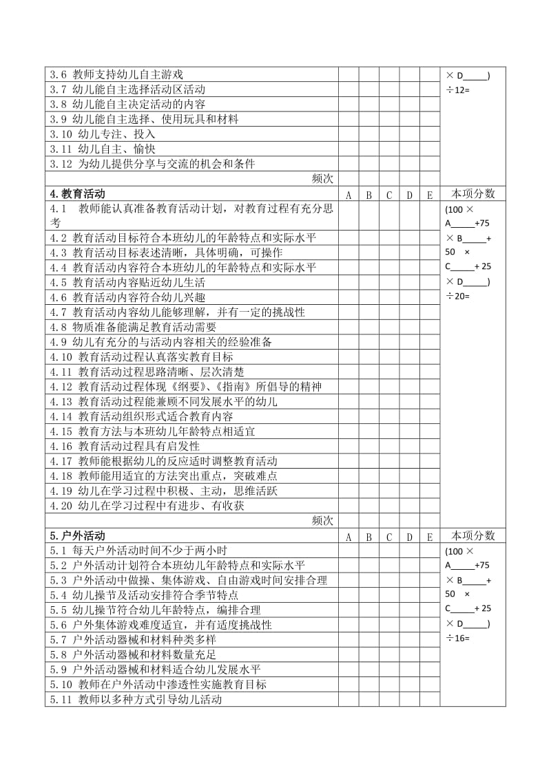 北京市幼儿园课程综合评价标准及计分表_第2页