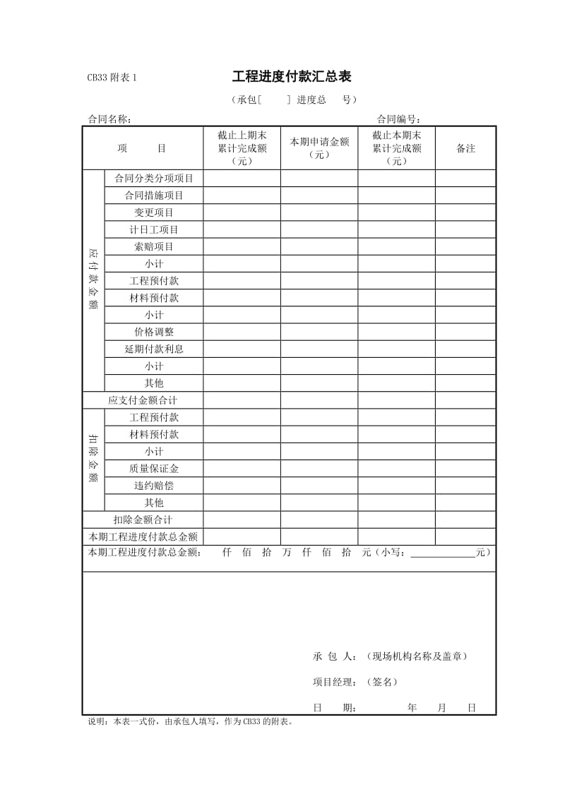 工程进度付款申请表2014-CB33_第3页