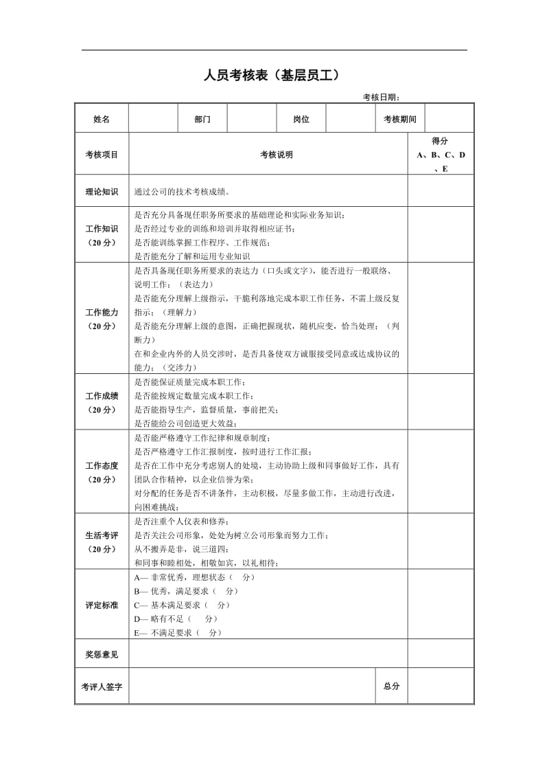 公司员工年终考核表_第1页