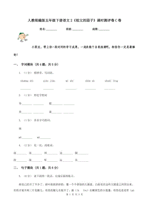 人教統(tǒng)編版五年級(jí)下冊(cè)語文2《祖父的園子》課時(shí)測(cè)評(píng)卷C卷