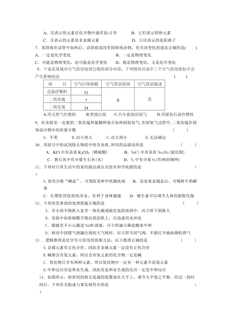 2006广东省初中化学竞赛初赛试题_第2页