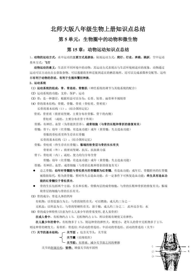 北师大版八年级生物上册知识点总结_第1页