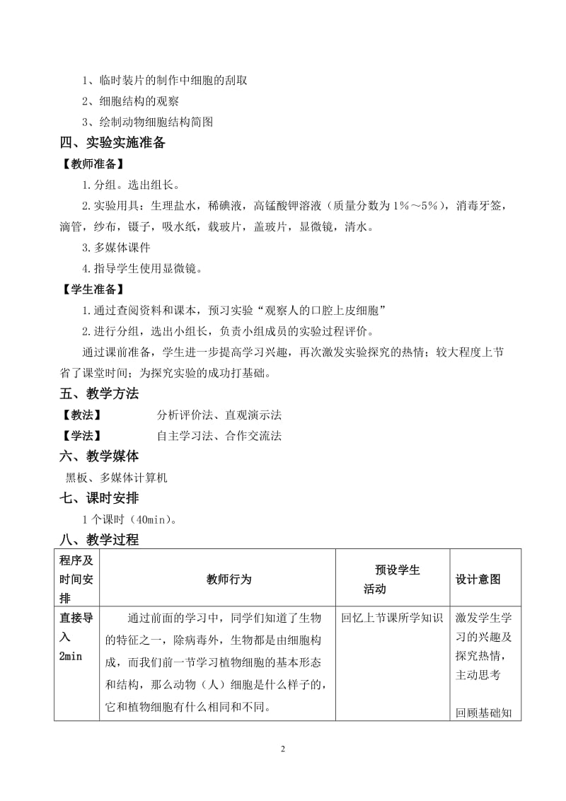 观察人的口腔上皮细胞的探究教学设计_第2页