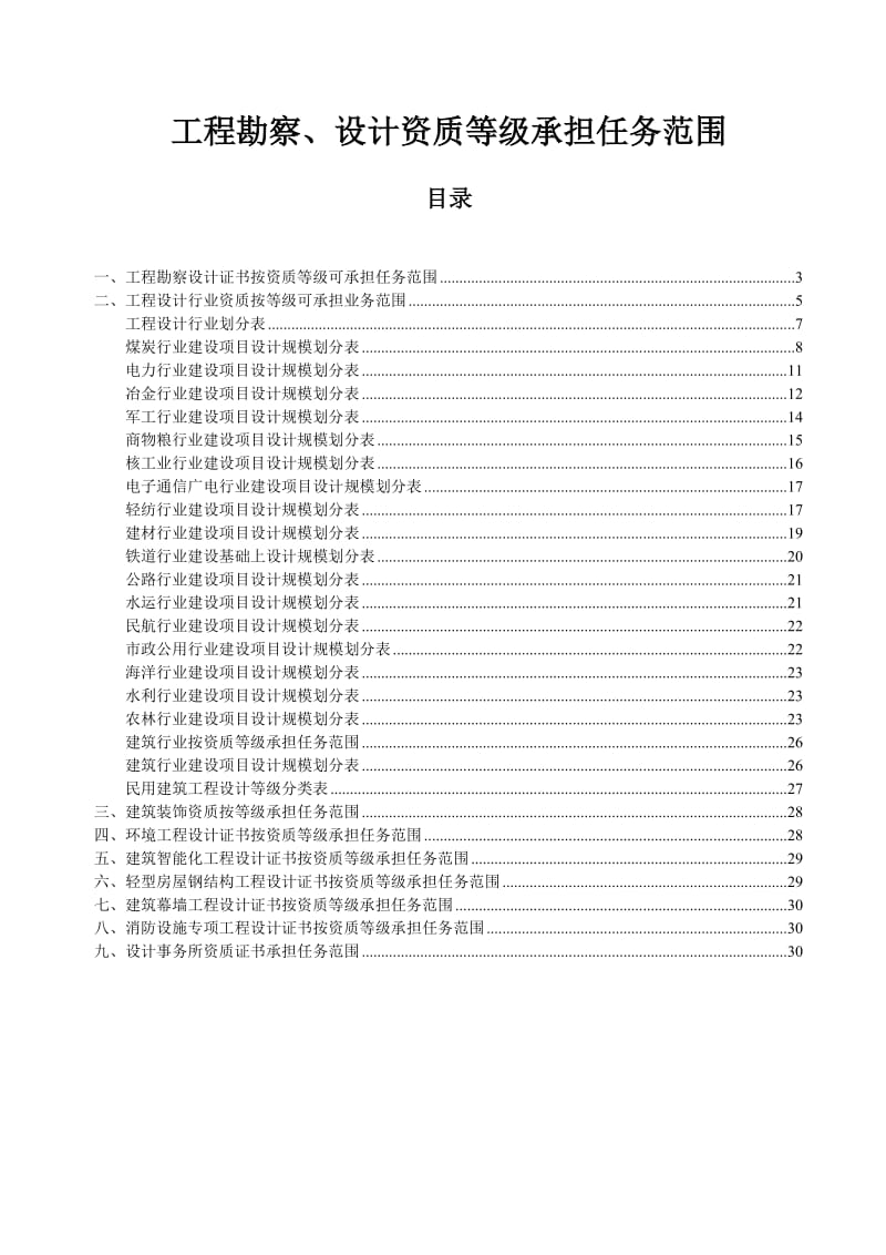 工程勘察、设计资质等级承担任务范围_第1页