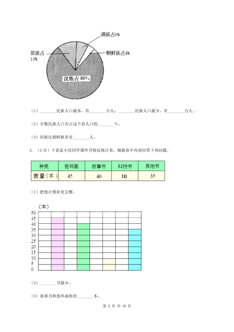 湘教版2019-2020学年六年级上册专项复习七：扇形统计图的应用C卷_第2页