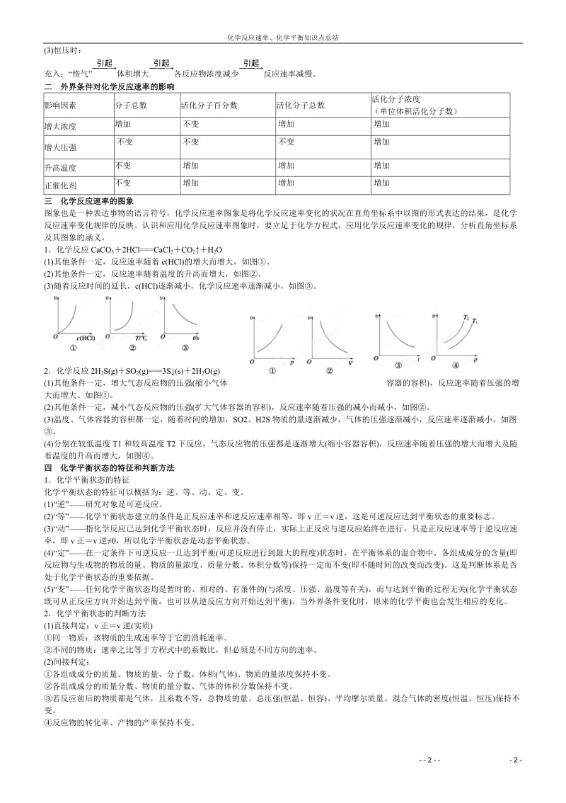 化学反应速率、化学平衡知识点总结用_第2页