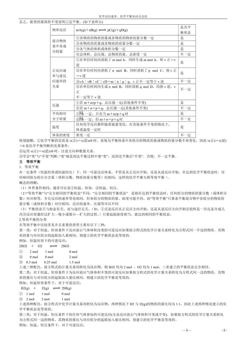 化学反应速率、化学平衡知识点总结用_第3页