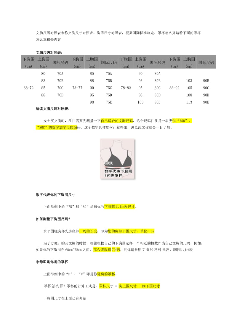 女士内衣文胸尺码表胸围尺码大全对照表_第2页