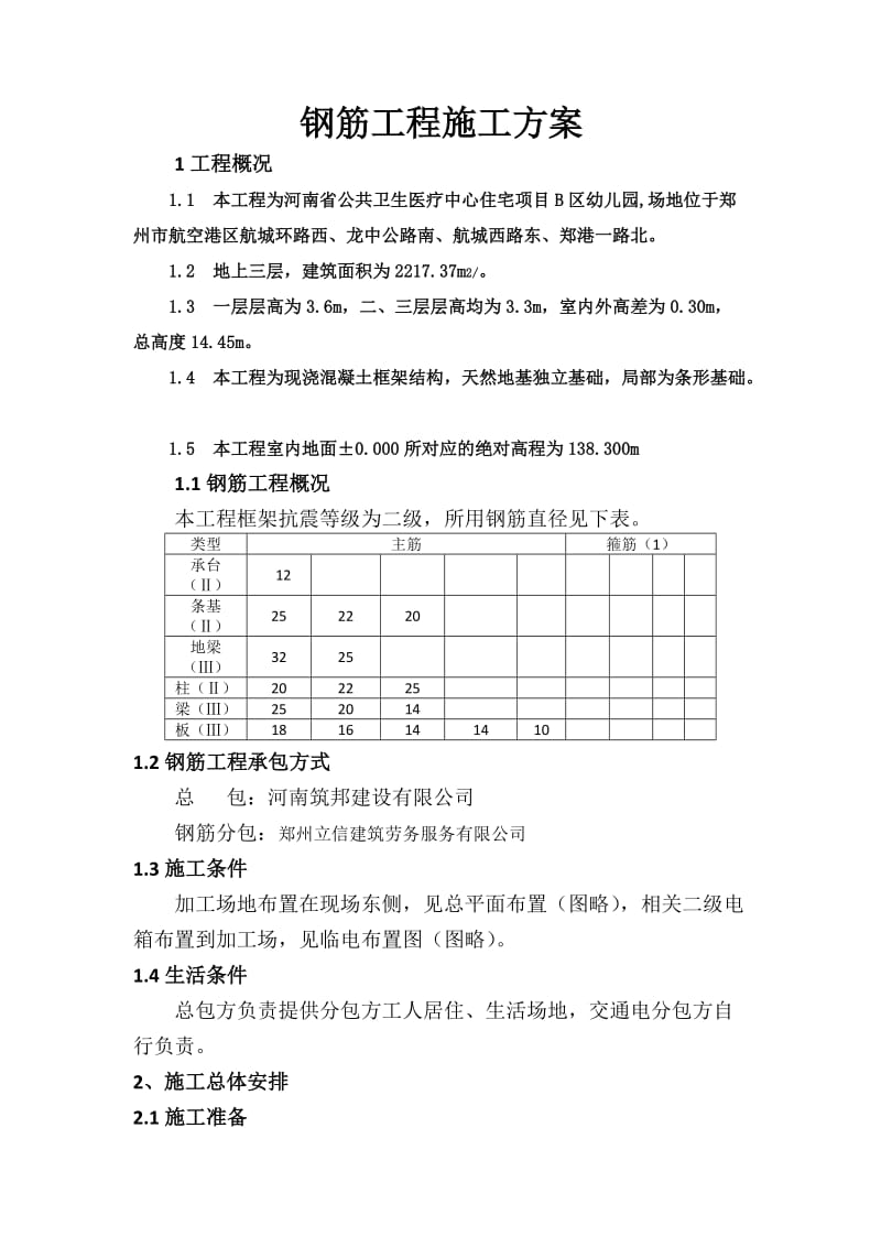 钢筋工程施工方案范本_第1页