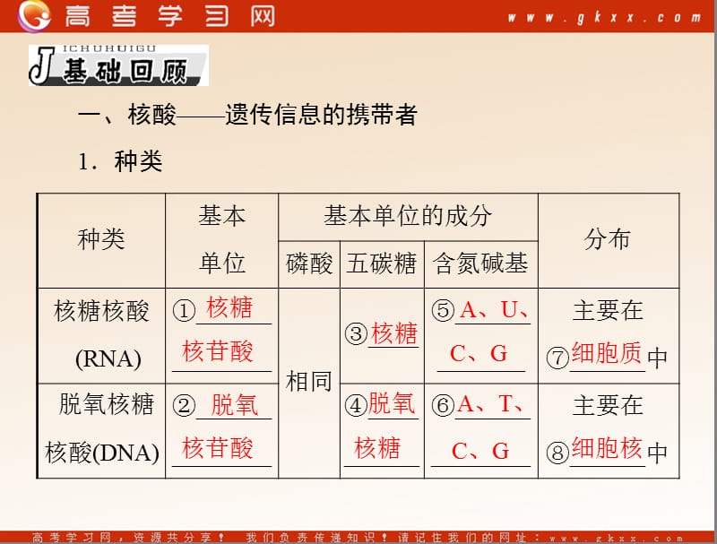 高考生物一轮复习课件：必修1 第2章 第3、4节 遗传信息的携带者——核酸、细胞中的糖类和脂质_第3页