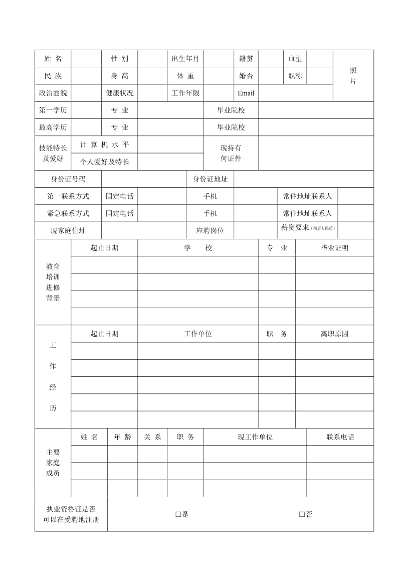 人才招聘登记表_第3页