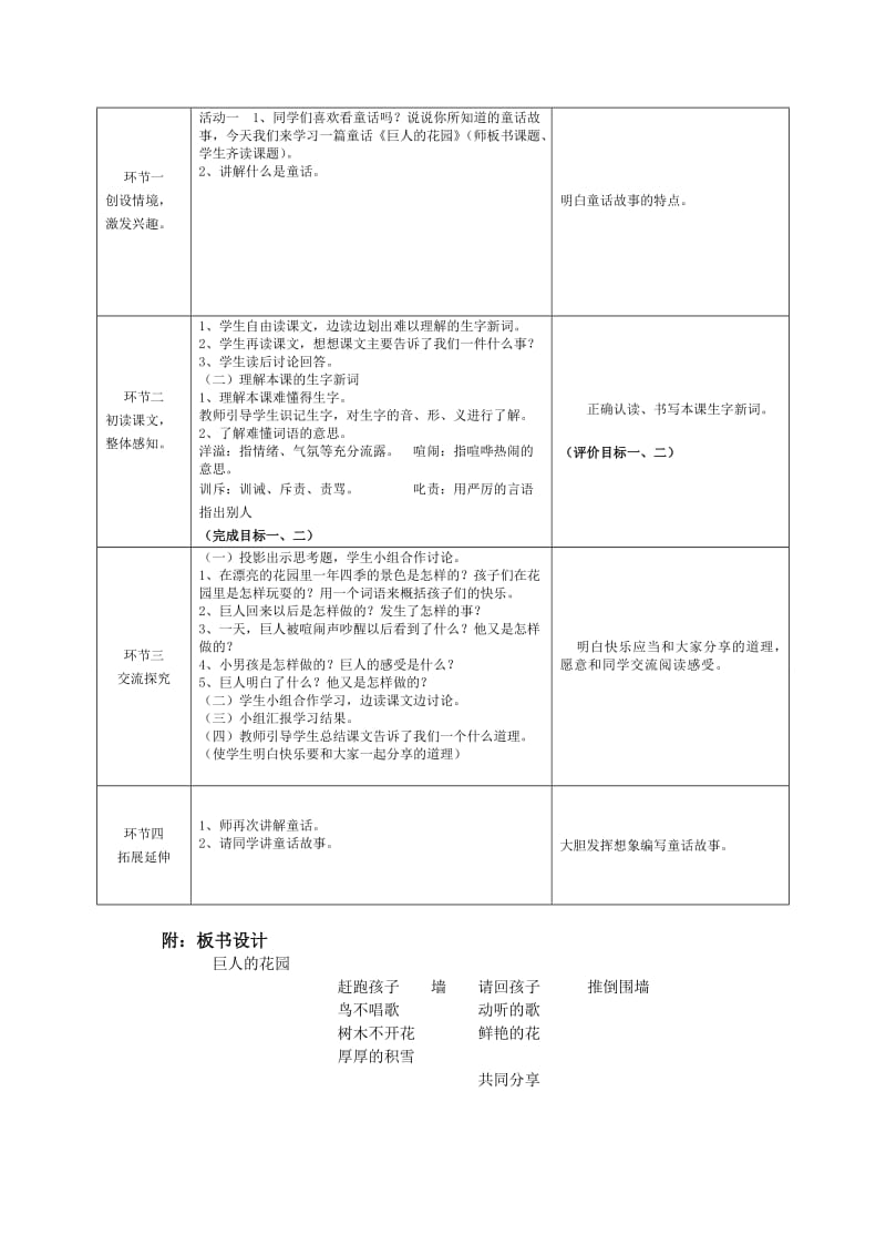 人教版小学四年级语文上册基于标准的教学设计_第2页