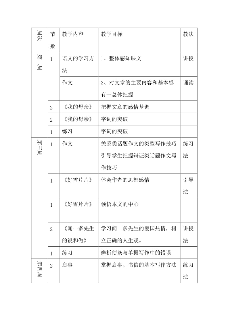 基础模块语文上册教学计划_第3页