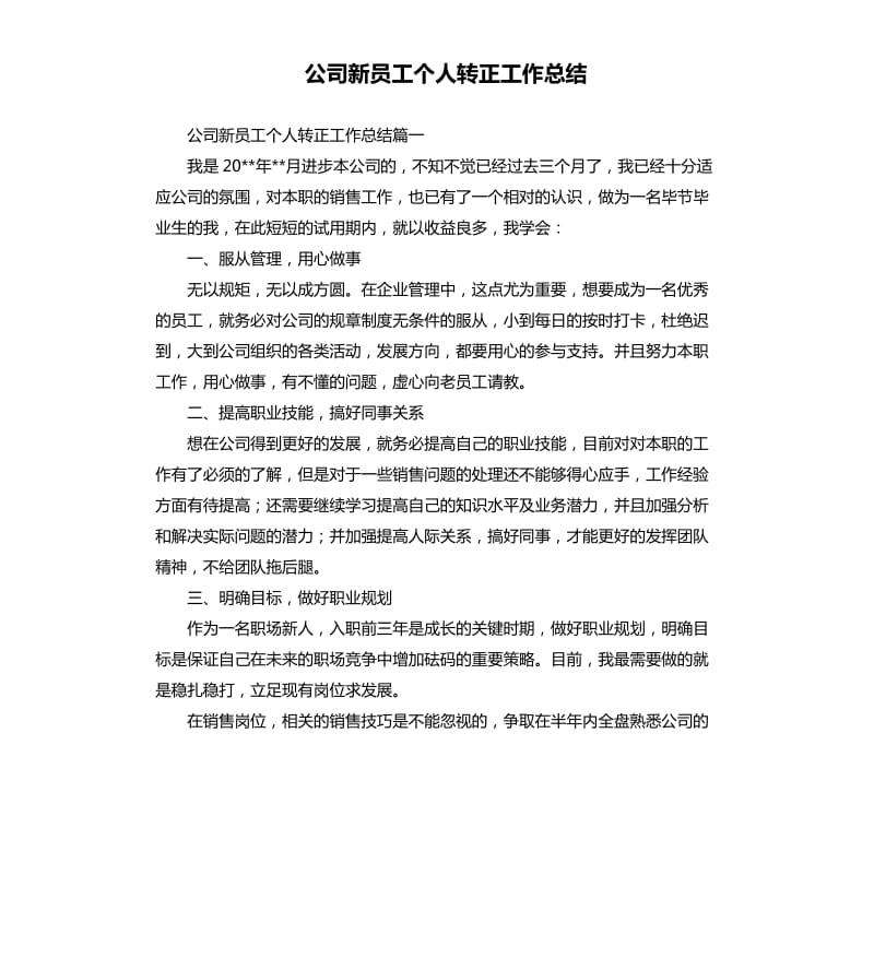 公司新员工个人转正工作总结.docx_第1页